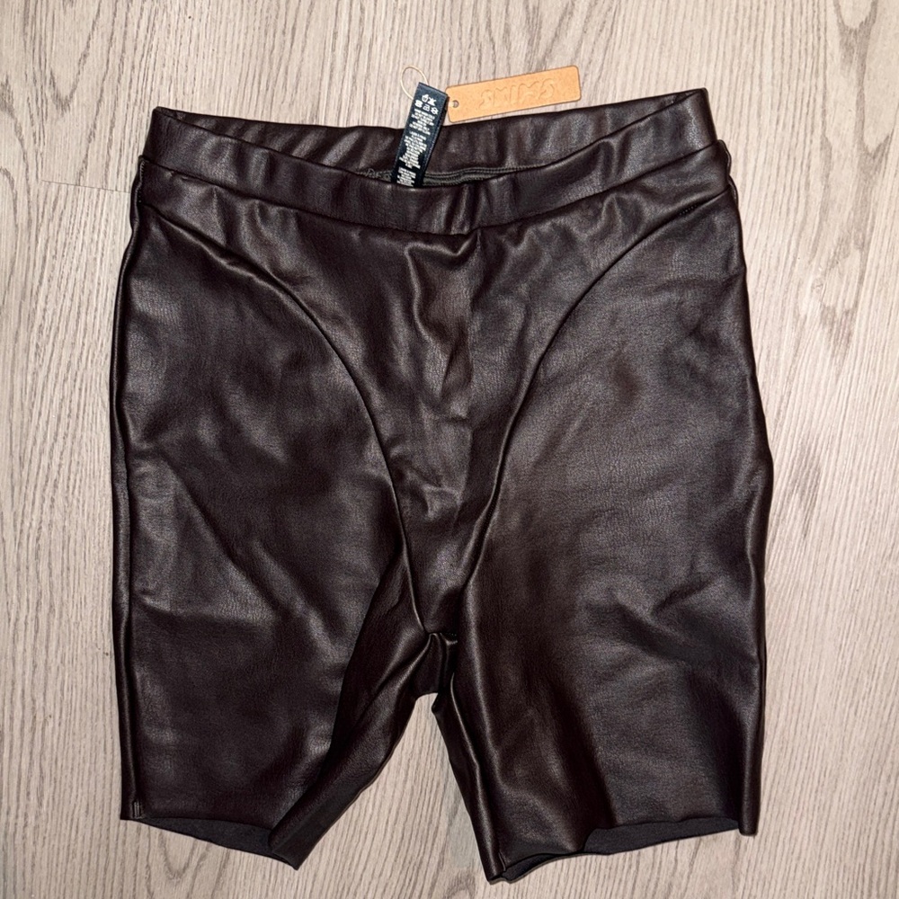 SKIMS Dark Brown Faux Leather Shorts